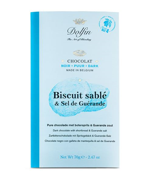 DOLFIN BAR DARK  60% SHORTBREAD / FLEUR DE SEL 70GR X15