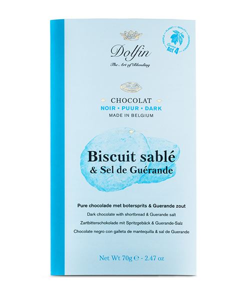 DOLFIN BAR DARK  60% SHORTBREAD / FLEUR DE SEL 70GR X15