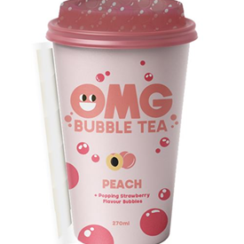 OMG BUBBLE TEA PEACH STRAWBERRY 270ML X10