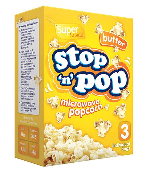 STOP N POPCORN M.W. BUTTER (3X85GR)X16