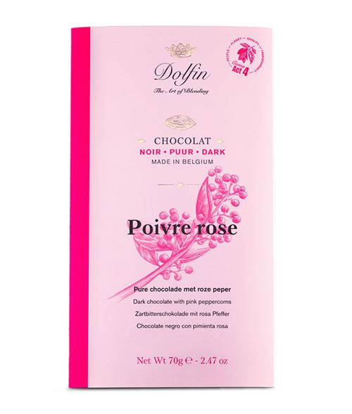 DOLFIN TABL. NOIR 52% POIVRE ROSE 70GR X15