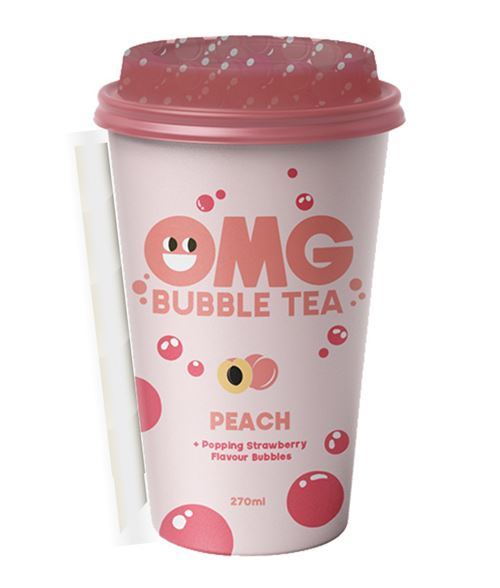 OMG BUBBLE TEA PEACH STRAWBERRY 270ML X10